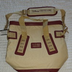 Disney Cruise Line Beige and Maroon Cooler Bag